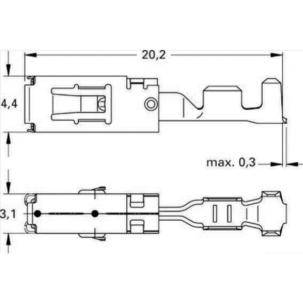 Flachsteckhülsen 1.0 - 2.5mm², Steckbreite 2.8 x 0.8mm