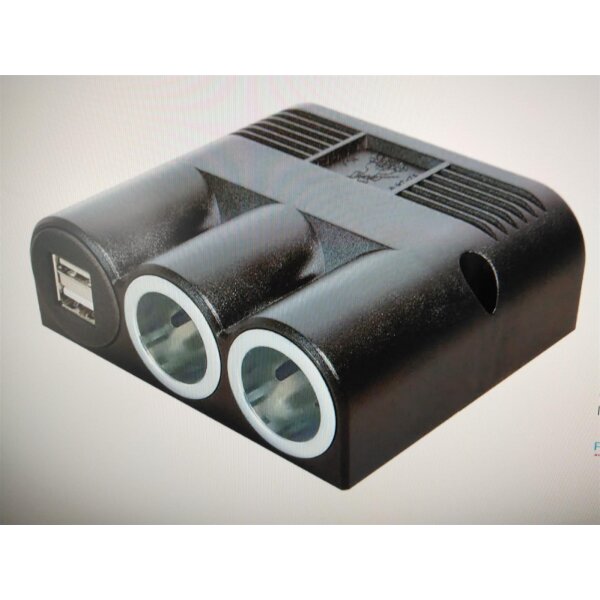 2-fach Steckdose Zig.anz. mit 2x USB 12/24V