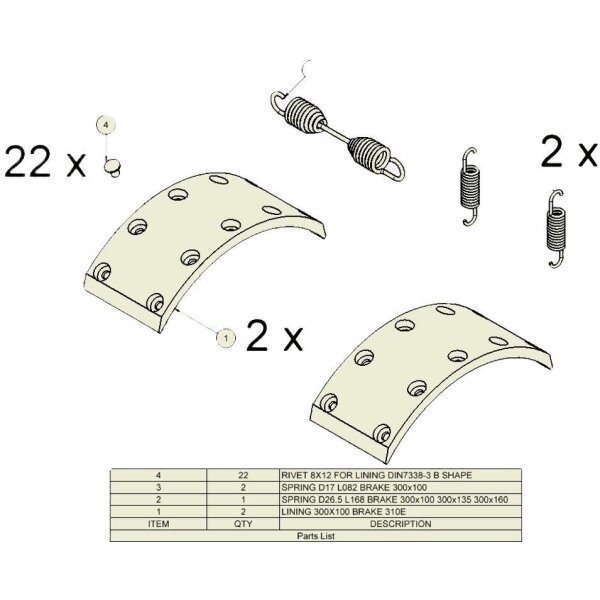 Bremsbelagsatz ADR 300x100