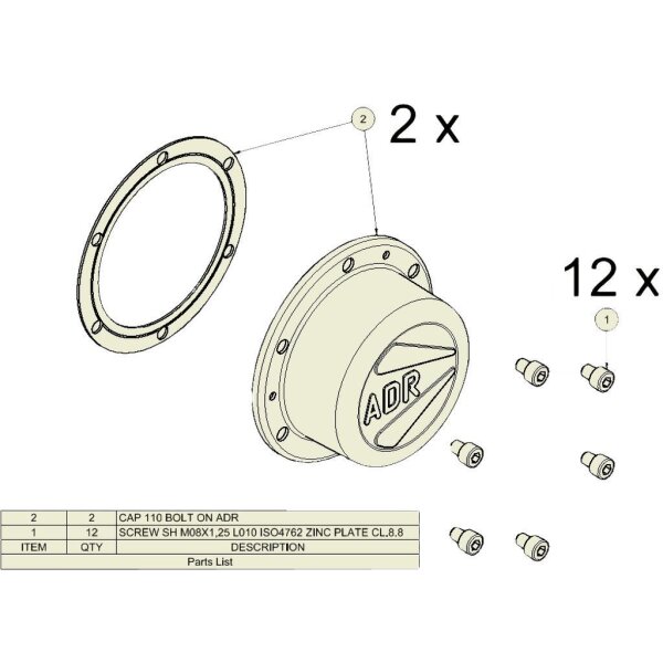 Nabendeckel ADR     Ef 100610 Set