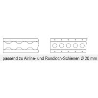 Sperrstange mit Airlineschiene 1500-1950mm, Ø 19mm