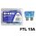 Flachstecksicherung ATO mit LED - Anzeige, hellblau, 15A