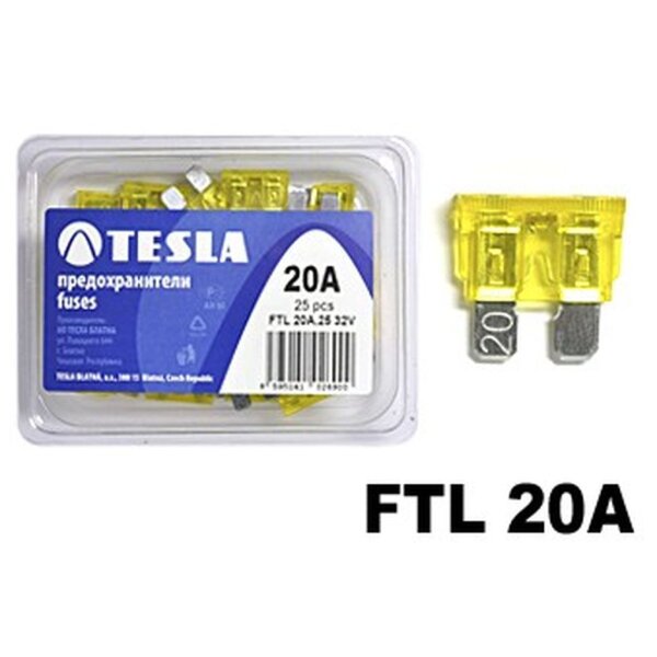 Flachstecksicherung ATO mit LED - Anzeige, gelb, 20A