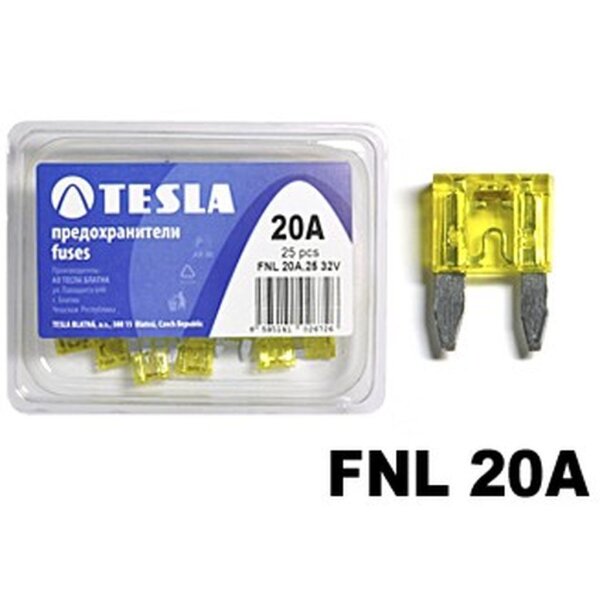 Flachstecksicherung Mini mit LED - Anzeige, gelb, 20A