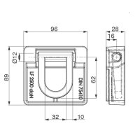 Zurrmulde 2500 daN, 95 x 90 x 30 mm