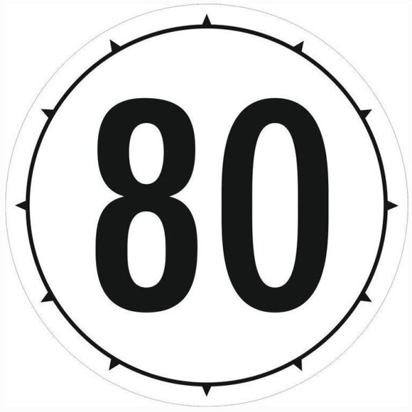 Spikes - Schild selbstklebend 80 km/h