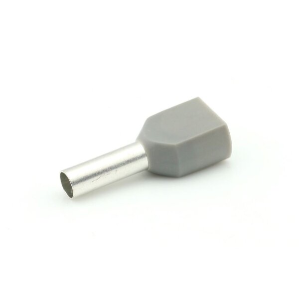 TWIN Ader-Endhülsen isoliert 2x 2.5mm²  grau