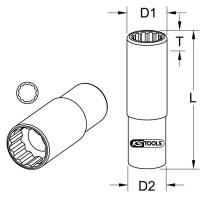 Stecknuss-Spezial-Zündkerzen 3/8", 14 mm, dünnwandig