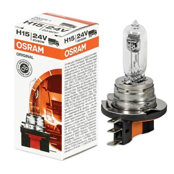 OSRAM Glühlampe, Tagfahrl. u. Fernlicht H15 24V 60/20W