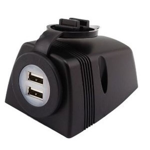 Anbau Steckdose 12V mit 2 USB 5V, Anschl. 12/24V Eingang