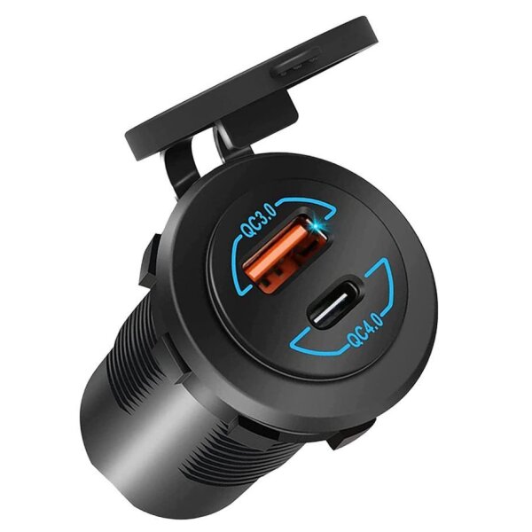 Einbau Steckdose 30Watt USB 3.0 und 4.0, 12/24V