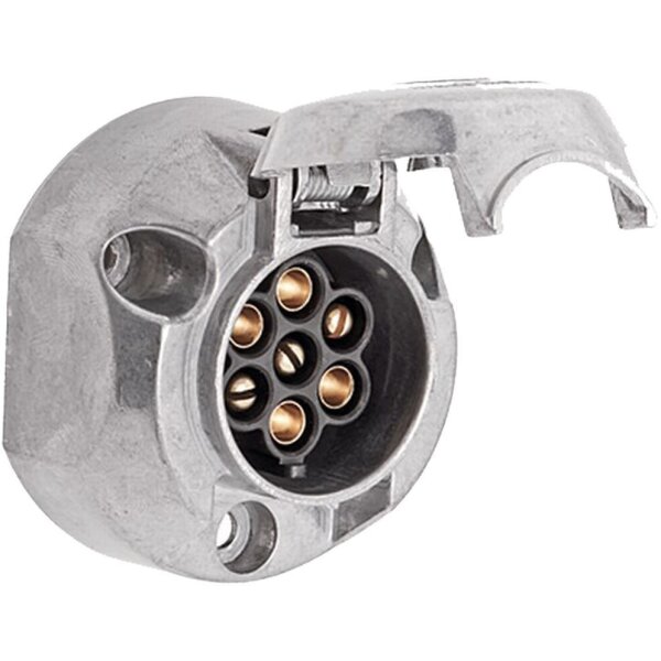 Steckdose 7-pol Alu oval, flach, Höhe 46mm