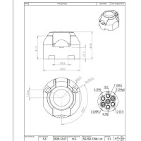Steckdose 7-pol Alu oval, flach, Höhe 46mm