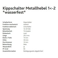 HD Kippschalter (2) Ein - Ein, 6 - 250V/15A