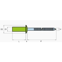 Dicht-Becherblindniete Inox/Inox 3.2 x   9.5 Flachrundkopf, gerillt