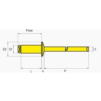 Blindniete Stahl/Stahl 3.2 x 10.0 Flachrundkopf
