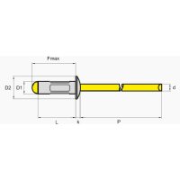 Mehrbereichsblindniete Alu/Stahl 4.0 x   9.5 Flachrundkopf
