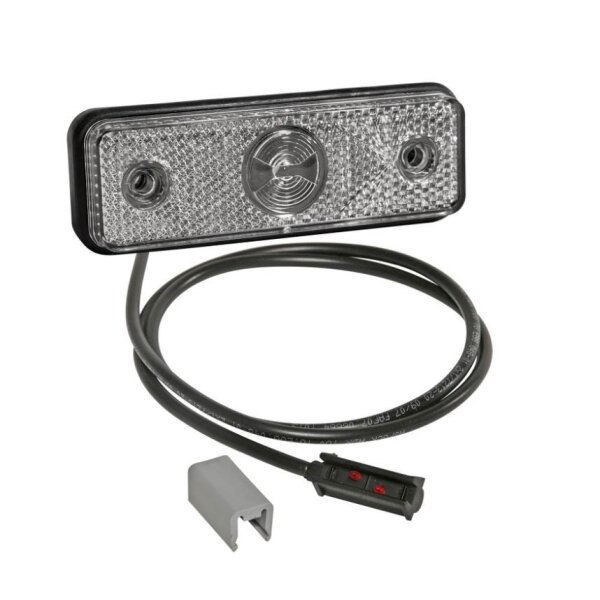 LED Positionsleuchte Flatpoint weiss 24V mit Gummiunterl.