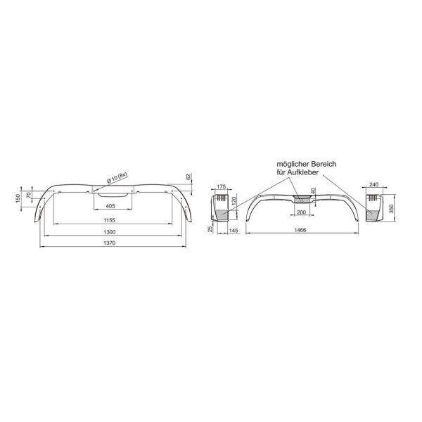 Kotflügel 240/1466 Tandem Kunststoff AL-KO PLUS