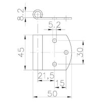 Scharnier L  50mm, B 45mm, Ø 8,2