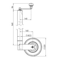 Stützrad    400kg  60mm  Hub 350mm Winterhoff