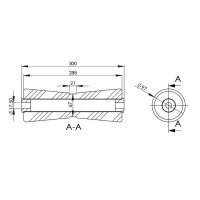 Kielrolle schwarz 97x67x300 Bohrung 17.5